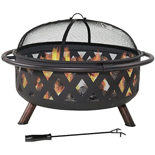 Sunnydaze Crossweave Outdoor Fire Pit Large Wood Burning